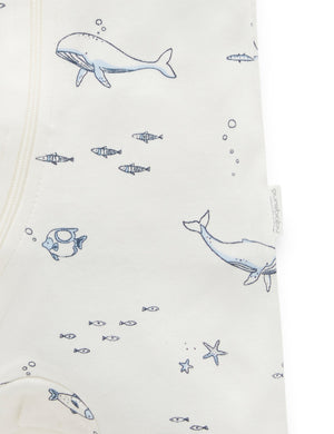 Purebaby Short Sleeve Short Leg Zip Growsuit in Vanilla Nautical - official product photo 3