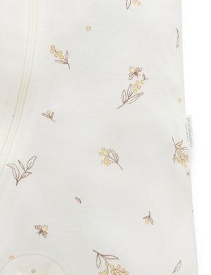 Purebaby Short Sleeve Short Leg Zip Growsuit in Vanilla Wattle Bee - official product photo 4