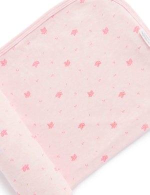 Purebaby Essentials Bunny Rug - Pale Pink Leaf, print detail