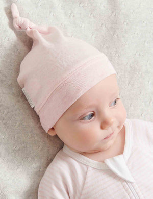 Purebaby Essentials Knot Hat in Pale Pink Melange
