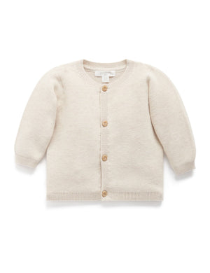 Purebaby Essentials Textured Cardigan in Wheat Melange, organic cotton knit baby cardigan