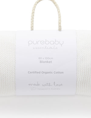 Purebaby Essentials Textured Blanket - White