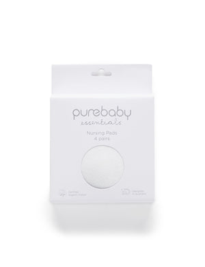 Purebaby Reusable Nursing Pads in white organic cotton velour