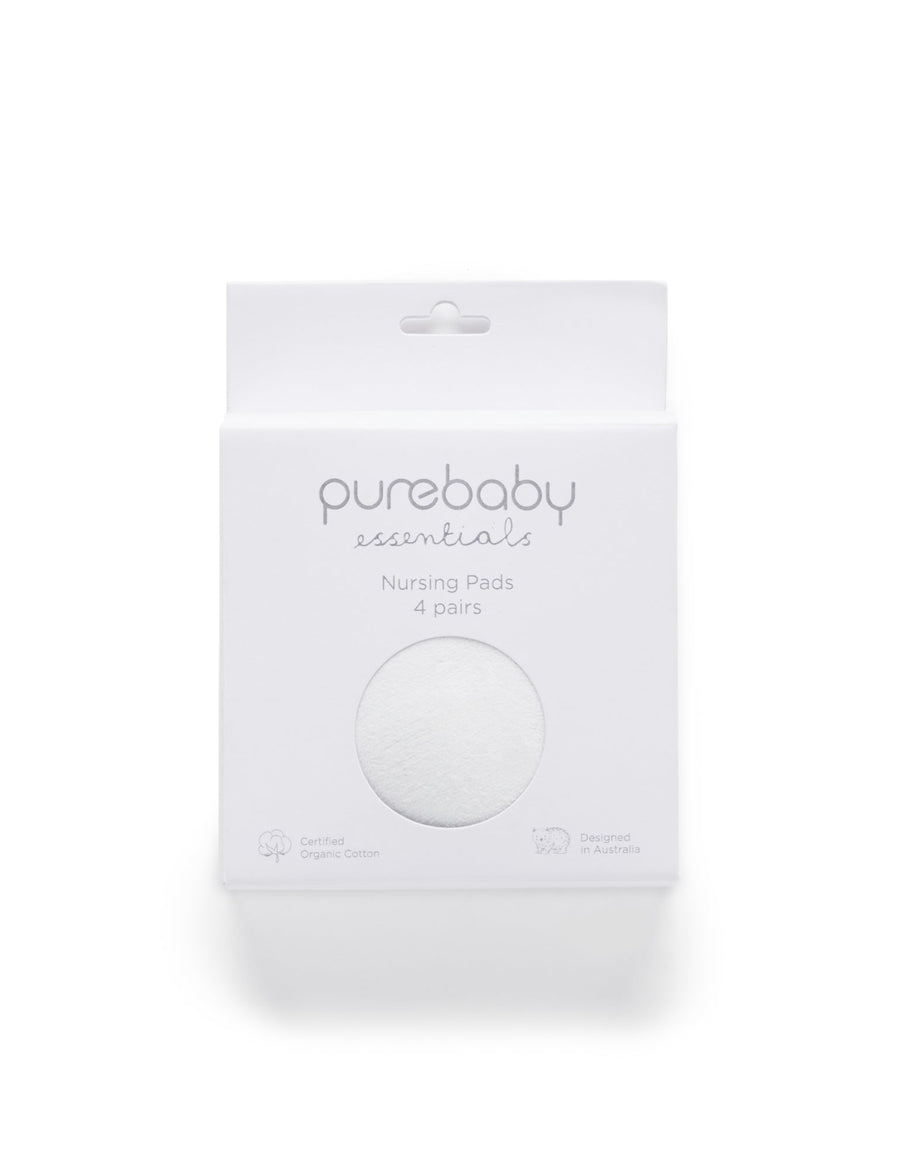 Purebaby Reusable Nursing Pads in white organic cotton velour