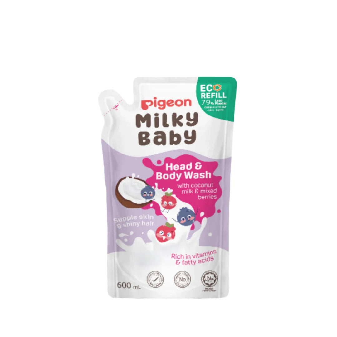 Pigeon Milky Baby Head and Body Wash Refill 600ml