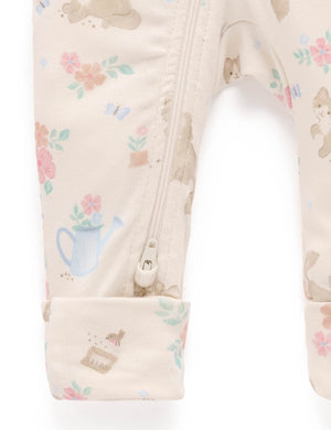 Purebaby Organic Cotton Kitten Printed Zip Growsuit