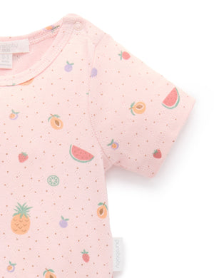 Purebaby Fruity Pointelle Bodysuit - print detail