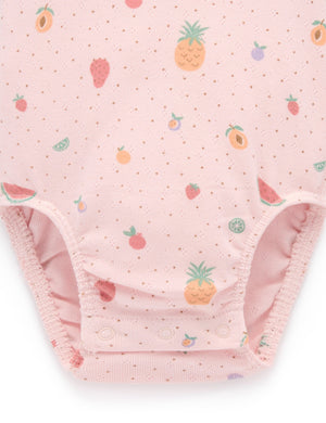 Purebaby Fruity Pointelle Bodysuit - snap clips at the leg