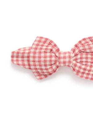 Purebaby Gingham Bow Headband - Lilly Pilly Gingham bow detail