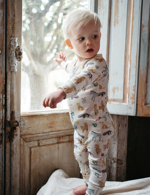 Purebaby Printed Zip Growsuit in Animal Fiesta Print - official product photo 2
