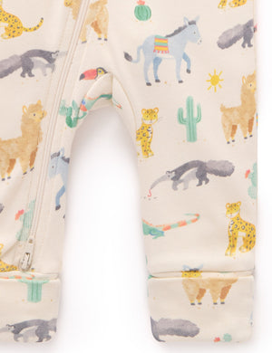 Purebaby Printed Zip Growsuit in Animal Fiesta Print - official product photo 4