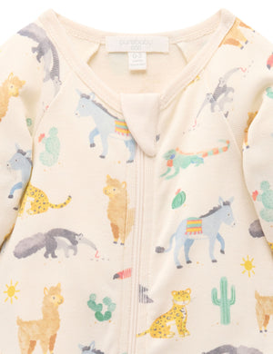 Purebaby Printed Zip Growsuit in Animal Fiesta Print - official product photo 5