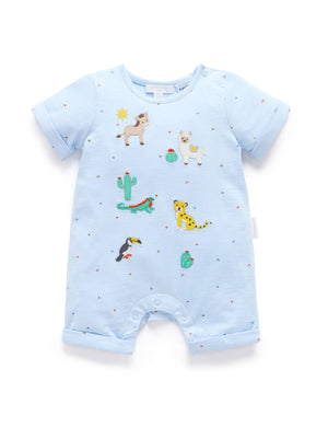 Purebaby Animal Fiesta Short Growsuit in Mini Triangle Print - official product photo 1