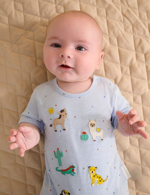 Purebaby Animal Fiesta Short Growsuit in Mini Triangle Print - official product photo 2