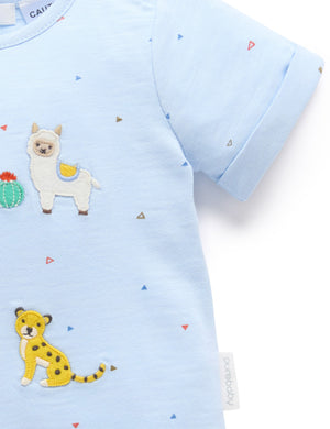 Purebaby Animal Fiesta Short Growsuit in Mini Triangle Print - official product photo 3