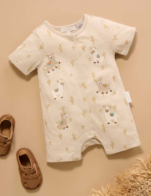 Purebaby Llama Fiesta Short Growsuit in Cacti Print - official product photo 2