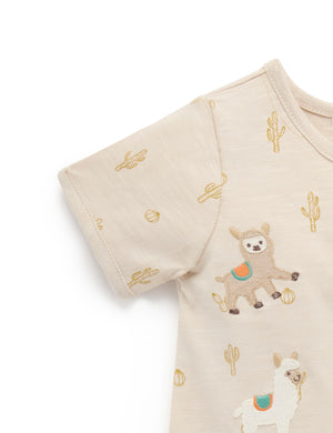 Purebaby Llama Fiesta Short Growsuit in Cacti Print - official product photo 3