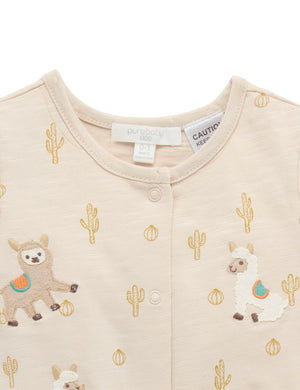 Purebaby Llama Fiesta Short Growsuit in Cacti Print - official product photo 4