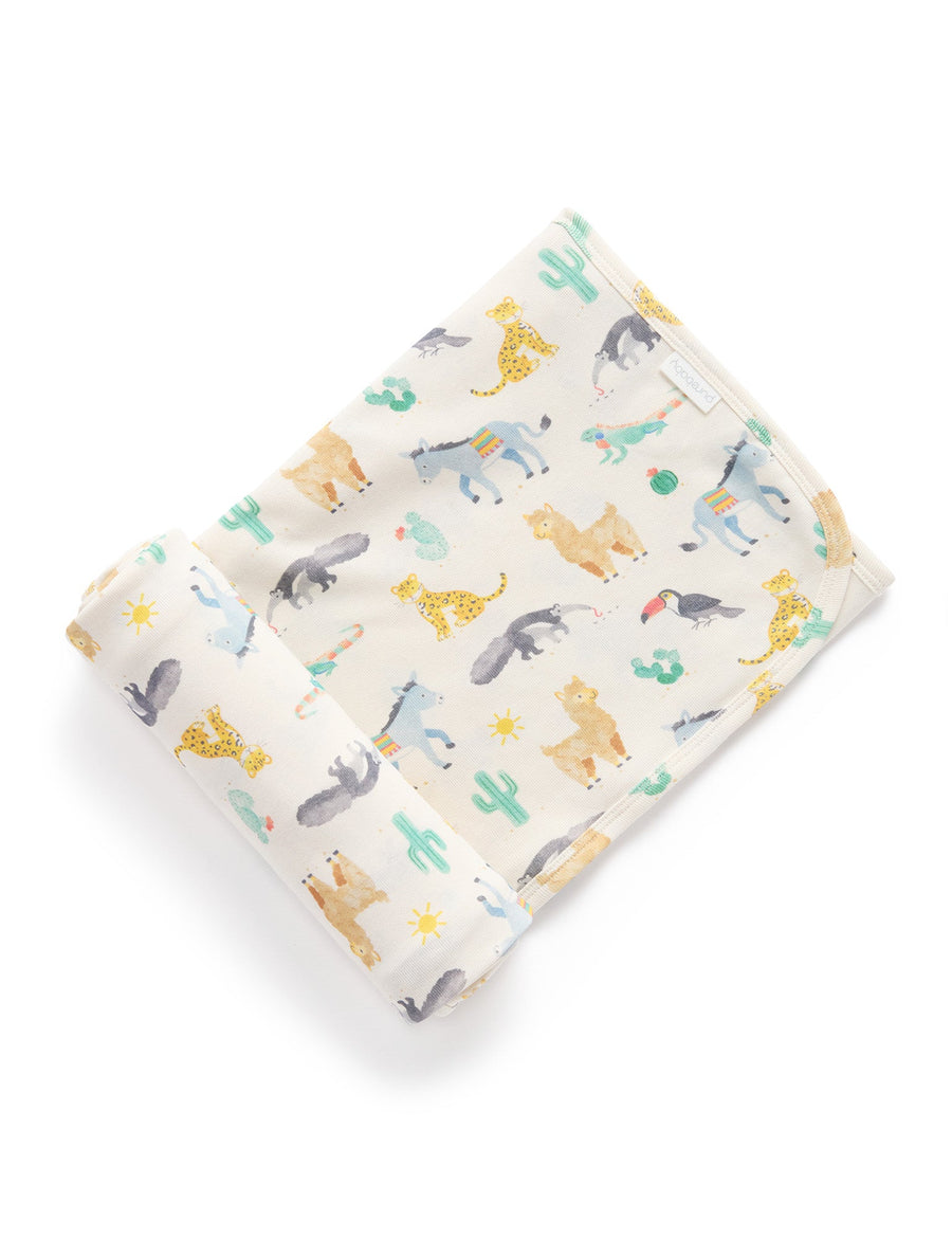 Purebaby Printed Stretch Wrap - Animal Fiesta Print