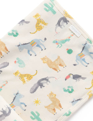 Purebaby Printed Stretch Wrap - Animal Fiesta Print detail