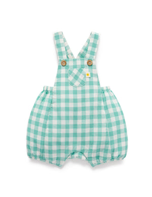 Purebaby Lagoon Gingham Linen Blend Overall