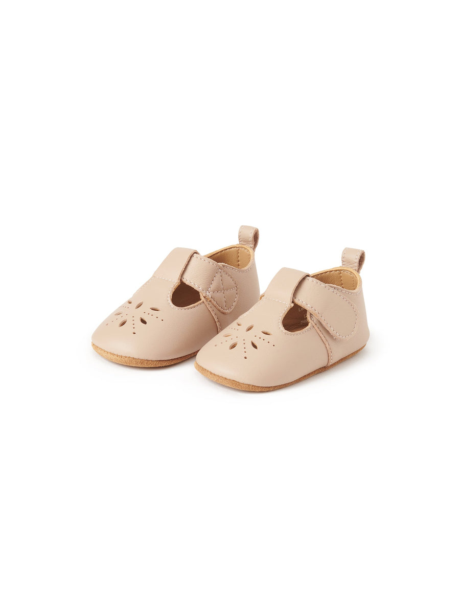 Purebaby Leather Eyelet T-Bar - Blush