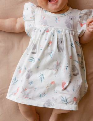 Purebaby Ruffle Dress Bodysuit - Blossom Friends worn
