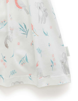 Purebaby Ruffle Dress Bodysuit - Blossom Friends, skirt and print detail