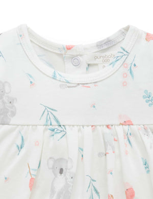 Purebaby Ruffle Dress Bodysuit - Blossom Friends, neckline detail