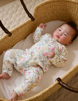 Purebaby Aviary Garden Zip Growsuit in organic cotton