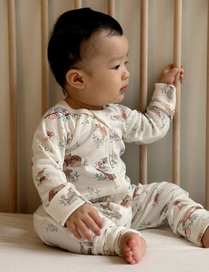 Purebaby Bush Babies Zip Growsuit in organic cotton