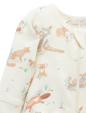 Purebaby Bush Babies Zip Growsuit in organic cotton