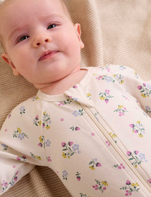 Purebaby 2 Pack Printed Zip Growsuit in Cherry Blossom Print - official product photo 2