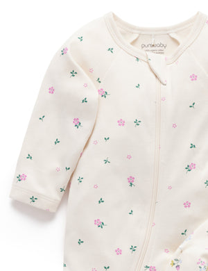 Purebaby 2 Pack Printed Zip Growsuit in Cherry Blossom Print - official product photo 4