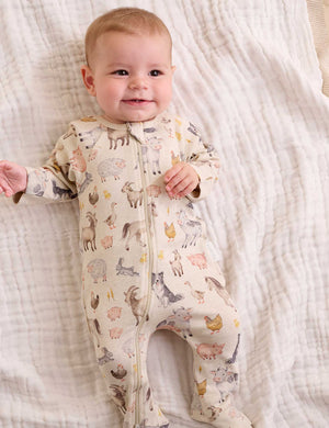 Purebaby 2 Pack Printed Zip Growsuit in Farm Animals Print - official product photo 2