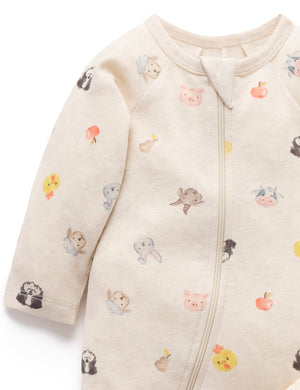 Purebaby 2 Pack Printed Zip Growsuit in Farm Animals Print - official product photo 4