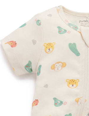 Purebaby 2 Pack Short Growsuit in Fiesta Heads Print - official product photo 3