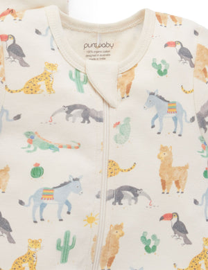 Purebaby 2 Pack Short Growsuit in Fiesta Heads Print - official product photo 5