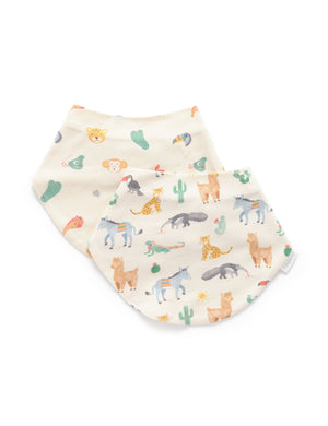 Purebaby 2 Pack Dribble Bib - Fiesta Heads Print