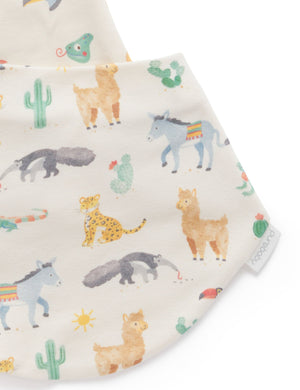 Purebaby 2 Pack Dribble Bib - Fiesta Heads Print detail