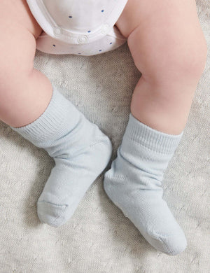 Purebaby Essentials 3 Pack Socks in Pale Blue