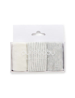 Purebaby 3 Pack Socks - Pale Grey Melange Pack