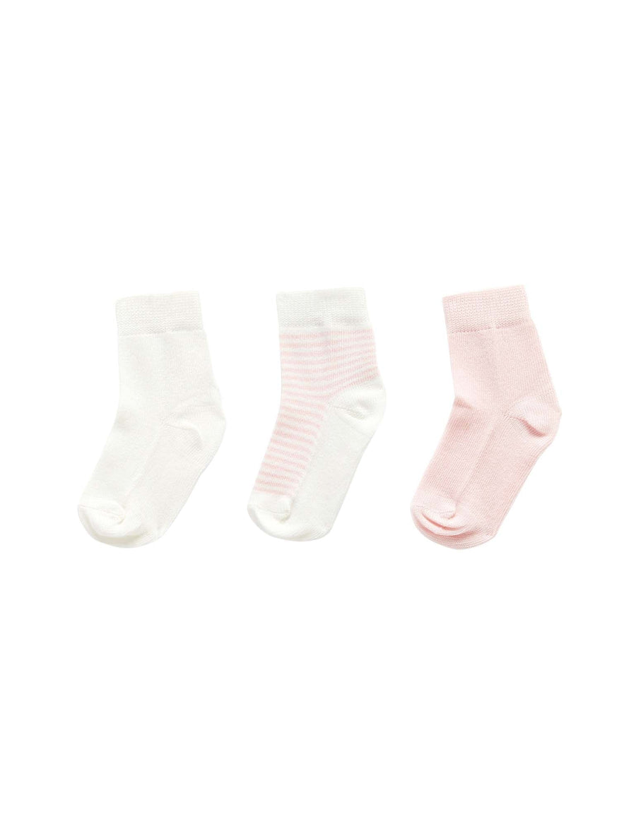 Purebaby Essentials 3 Pack Socks in Pale Pink