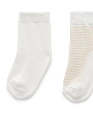Purebaby Essentials 3 Pack Socks in Wheat Melange / Vanilla