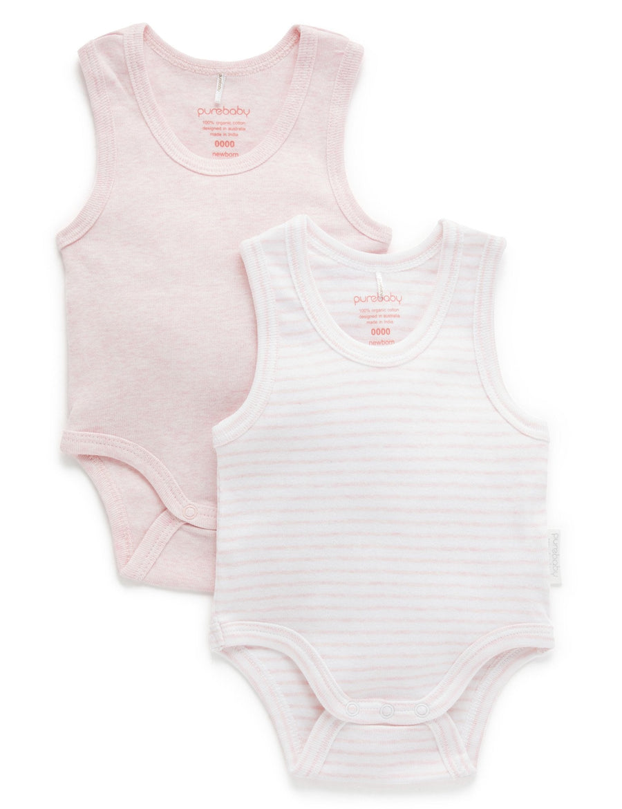 Purebaby 2 Pack Rib Bodysuit in Pale Pink