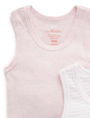 Purebaby 2 Pack Rib Bodysuit in Pale Pink