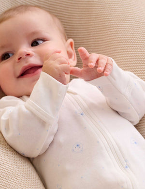Purebaby 2 Pack Zip Growsuit in Pale Blue Bear Pack - official product photo 2