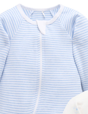 Purebaby 2 Pack Zip Growsuit in Pale Blue Bear Pack - official product photo 3