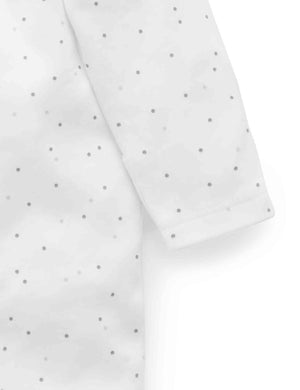 Purebaby 2 Pack Zip Growsuit - Pale Grey Melange Pack, spot growsuit sleeve detail
