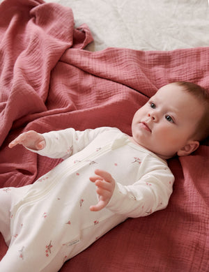 Purebaby 2 Pack Zip Growsuit in Pale Pink Blossom Pack - official product photo 2
